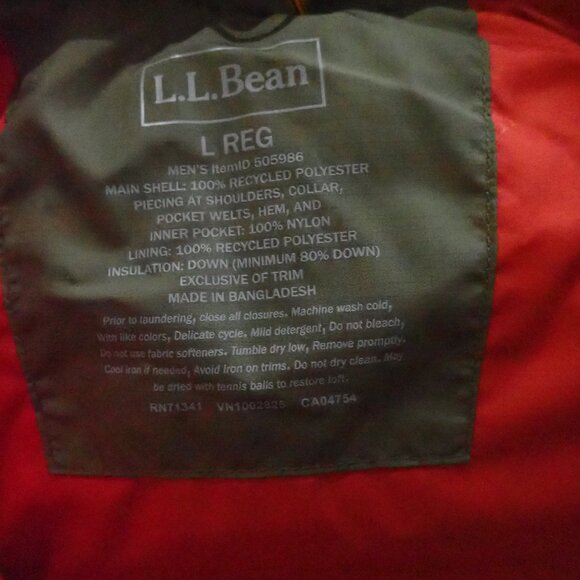 LL Bean Vest Men's L Goose Down Puffer Snap Pockets Outerwear - MINT - Picture 3 of 8